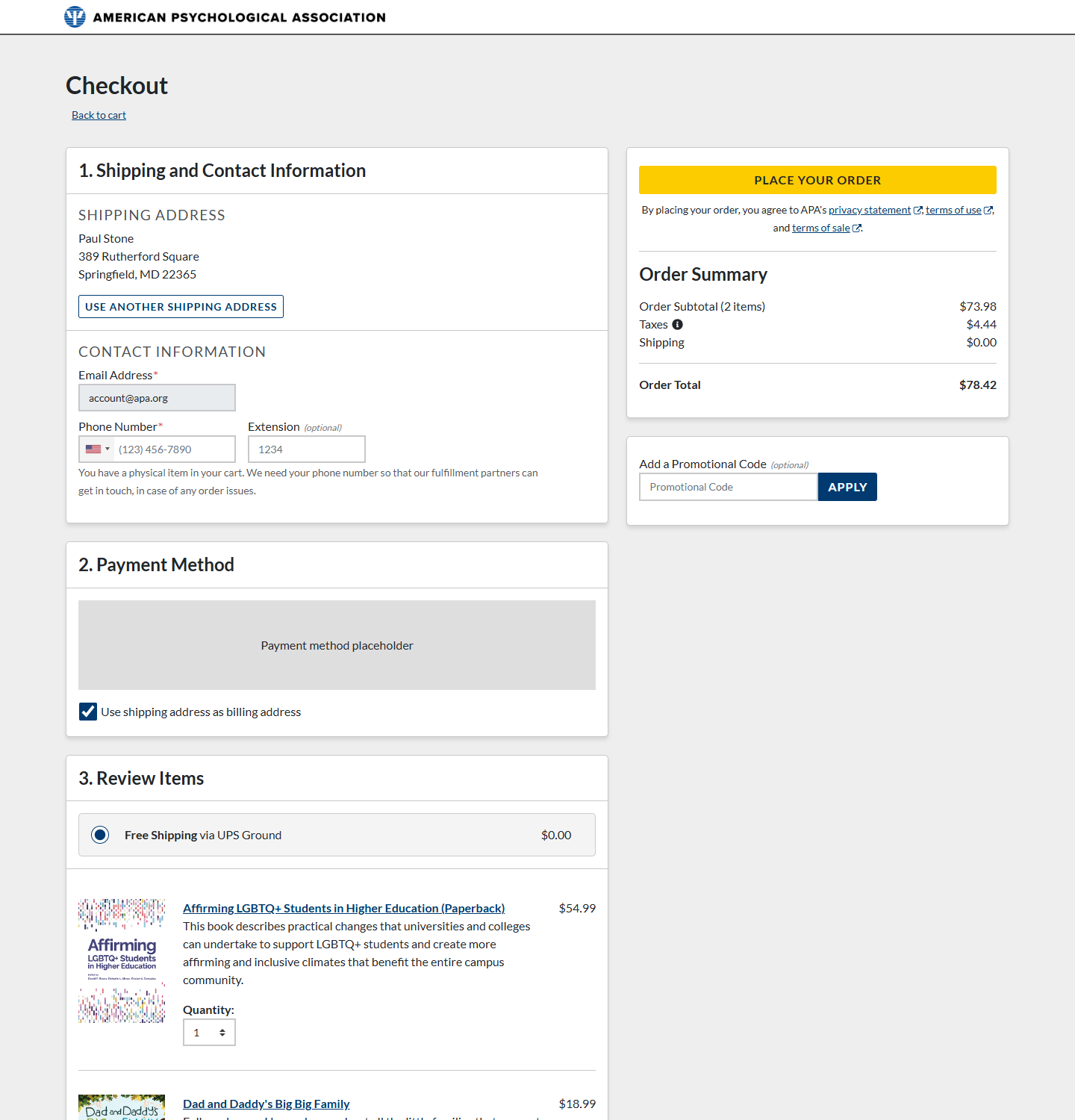 Redesigned checkout page on desktop, showing shipping and contact information, a payment method section, and an order summary with itemized subtotal, taxes, shipping, and total.